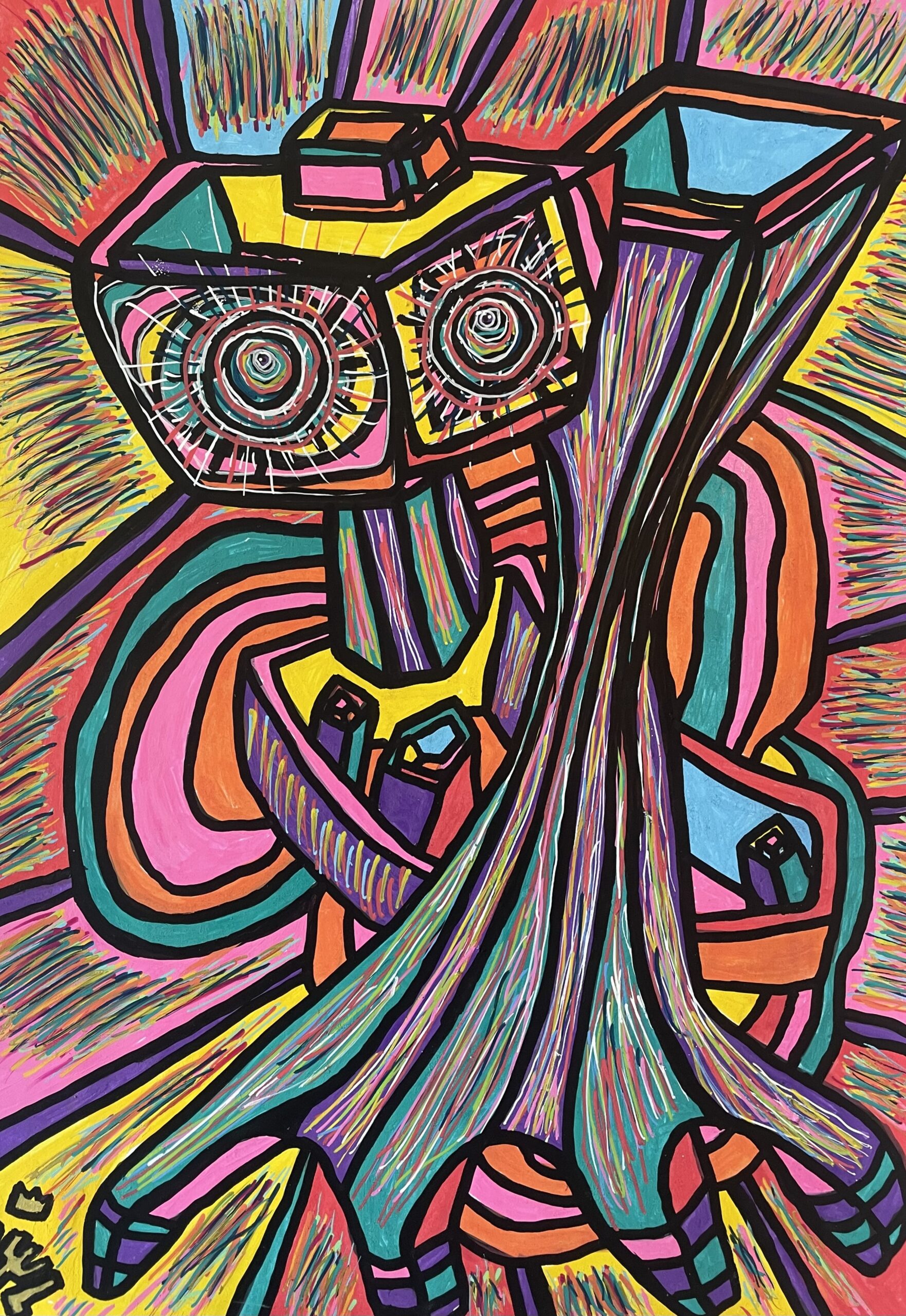 NI PLUS, NI MOINS ... (Dessin format A4, feutres Posca sur papier 350 gr)