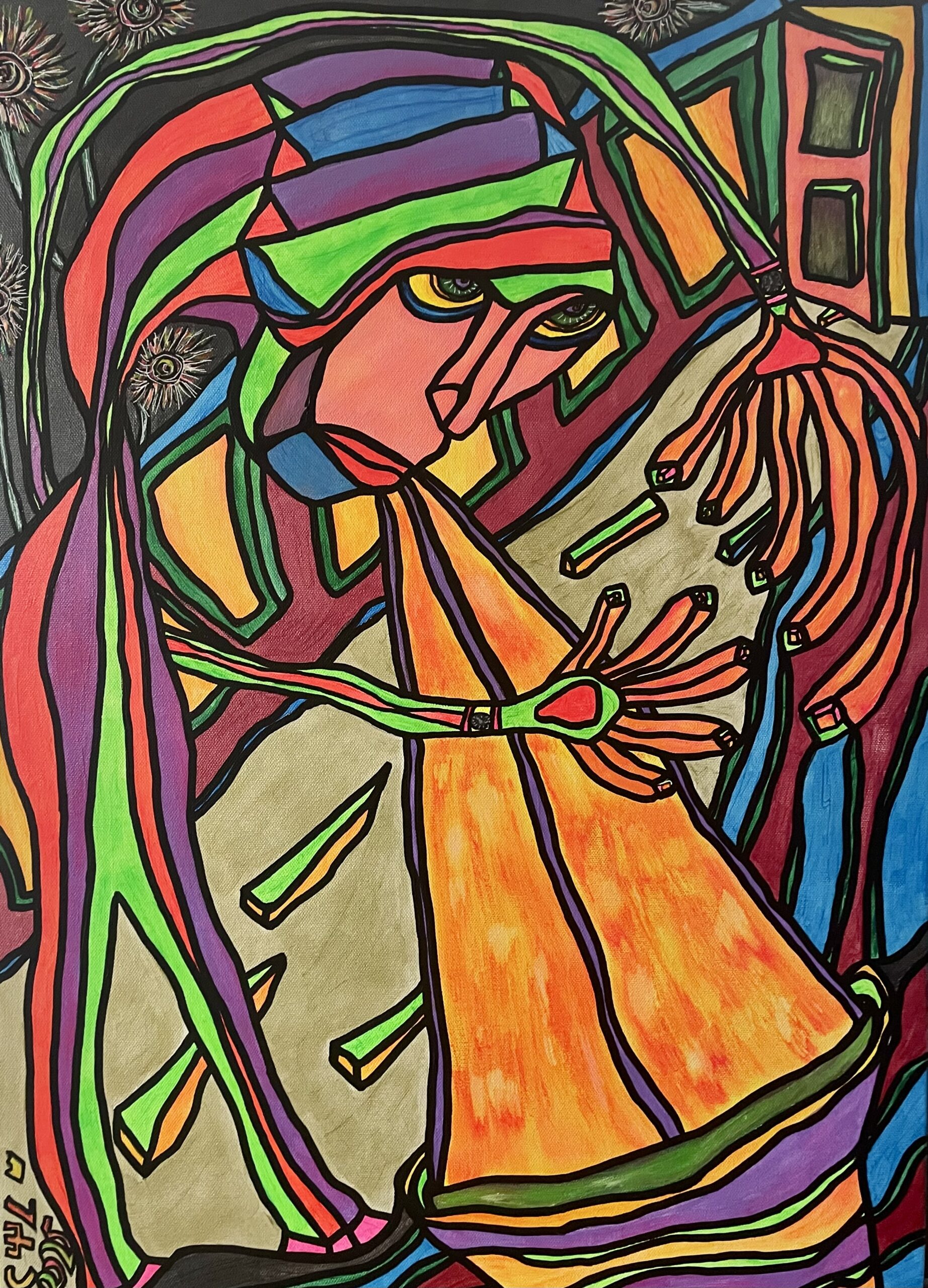 IMAGINE (Toile acrylique et posca, format 50/70 cm)