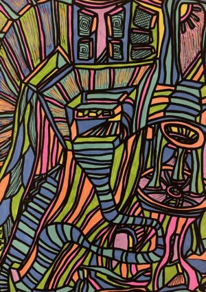 DOORS BUT NO EXITS (Dessin format A4, feutres Posca sur papier 290 gr)