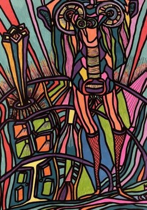 THE IMPORTANT THING IS NOT TO FIND BUT TO CONSTANTLY SERACH... (Dessin format A4, feutres Posca sur papier 350 gr)