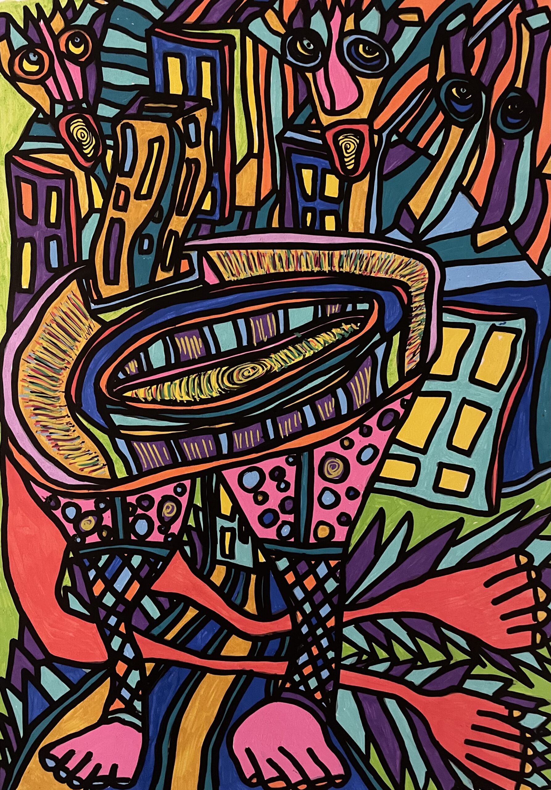 Untitled, Feutres Posca sur papier blanc