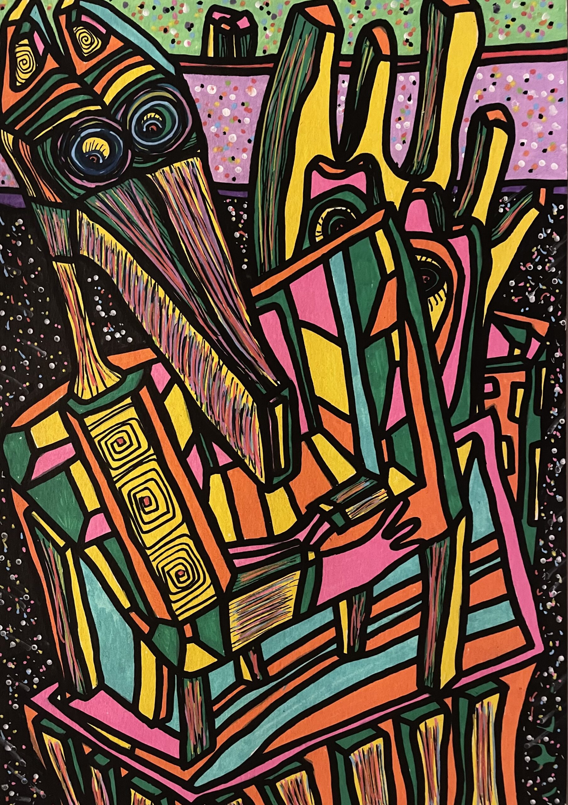 SPACE DREAM (Dessin format A4, feutres Posca Acrylique sur papier 290 gr, fixatif anti-uv)