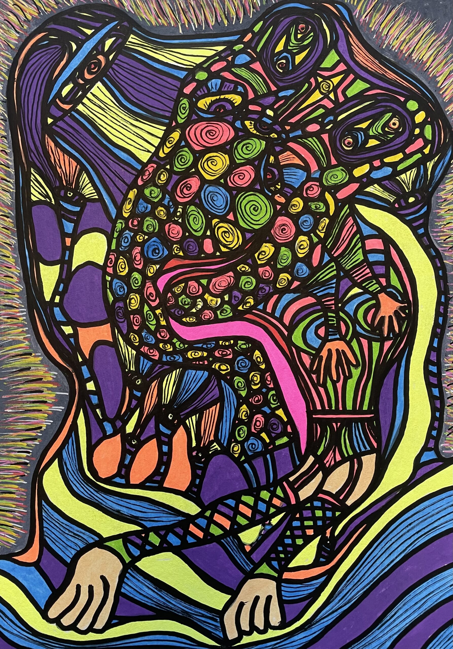 JOSEPH CAREY MERRICK (Dessin format A4, feutres Posca Acrylique sur papier 290 gr, fixatif anti-uv)