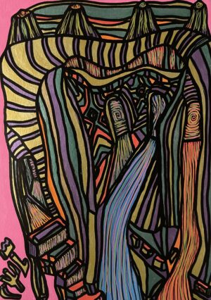 LES GROTTES (Dessin format A4, feutres Posca Acrylique sur papier 290 gr, fixatif anti-uv)