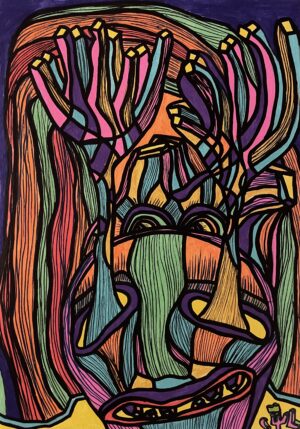 BORGNE AU PAYS DES ELCLAIRES (Dessin format A4, feutres Posca Acrylique sur papier 290 gr, fixatif anti-uv)