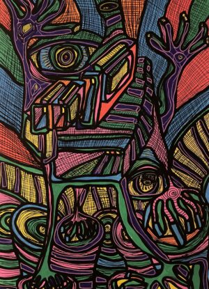 EMMURER (Dessin format A4, feutres Posca Acrylique sur papier 290 gr, fixatif anti-uv)