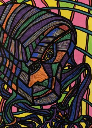 THANATOS (Dessin format A4, feutres Posca Acrylique sur papier 290 gr, fixatif anti-uv)