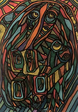 UN CHEMIN S'OUVRE, DES PORTES SE FERMENT ... (Dessin format A4, feutres Posca Acrylique sur papier 290 gr, fixatif anti-uv)