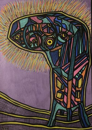 COUP DE SOLEIL (Dessin format A4, feutres Posca Acrylique sur papier 290 gr, fixatif anti-uv)