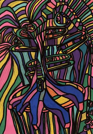 POLYMORPHE (Dessin format A4, feutres Posca Acrylique sur papier 290 gr, fixatif anti-uv)