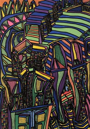 FACE AUX CHOIX (Dessin format A4, feutres Posca Acrylique sur papier 250 gr, fixatif anti-uv)