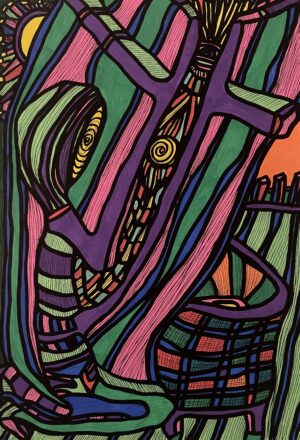 LA CROIX T'ENTRAVE (Dessin format A4, feutres Posca Acrylique sur papier 250 gr, fixatif anti-uv)