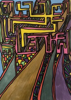 NEW BERLIN (Dessin format A4, feutres Posca Acrylique sur papier 250 gr, fixatif anti-uv)