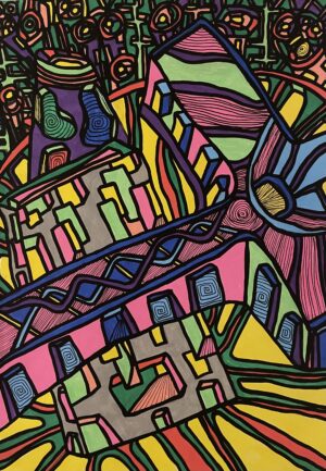 OUBLIE TOUT, NE SOIS PLUS RIEN, ET L'ETERNITE S'OFFRIRA A TOI (Dessin format A4, feutres Posca Acrylique sur papier 250 gr, fixatif anti-uv)