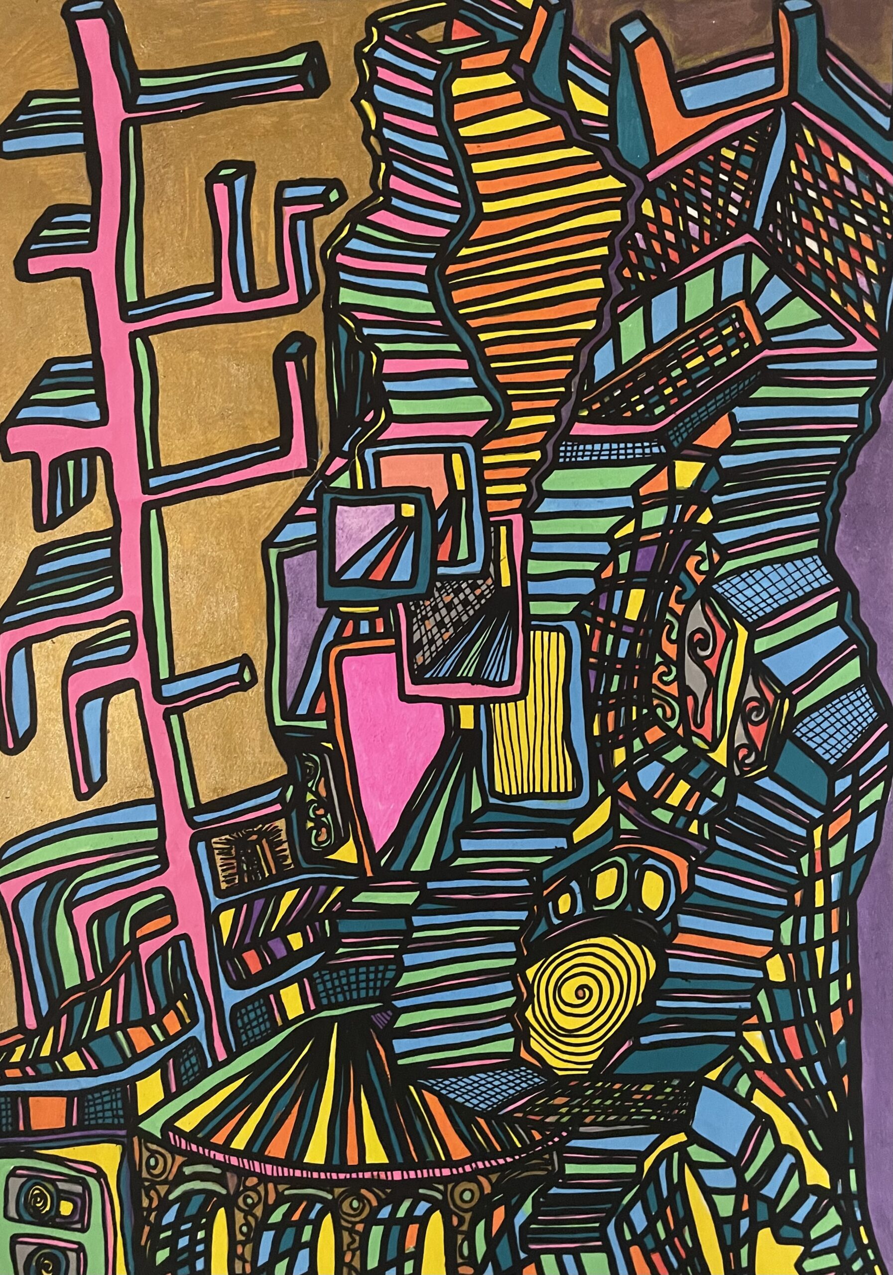 DECIDE DE VOIR, CESSE DE TE LAISSER DISTRAIRE... (Dessin format A4, feutres Posca Acrylique sur papier 250 gr, fixatif anti-uv)