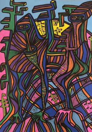 CACHE (Dessin format A4, feutres Posca Acrylique sur papier 250 gr, fixatif anti-uv)