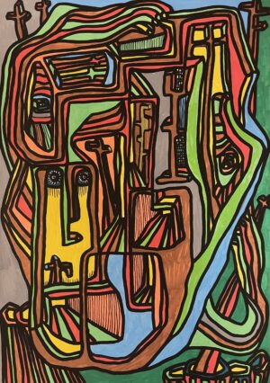 TU REDEVIENDRAS CE QUE TU N'AS JAMAIS ET EN SERAS JAMAIS (Dessin format A4, feutres Posca Acrylique sur papier 250 gr, fixatif anti-uv)