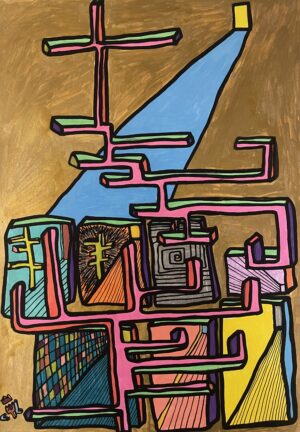 VIVRE SANS ISSUE (Dessin format A4, feutres Posca Acrylique sur papier 250 gr, fixatif anti-uv)