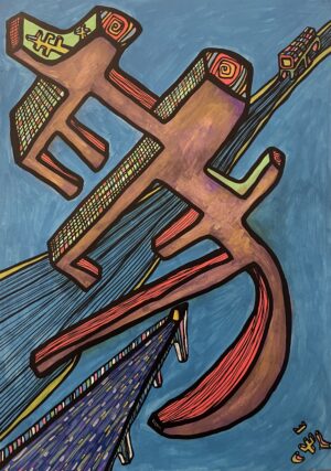 SEULE LA JETEE COMPTE, TROP D'EVIDENCES TE DISTRAIENT (Dessin format A4, feutres Posca Acrylique sur papier 250 gr, fixatif anti-uv)