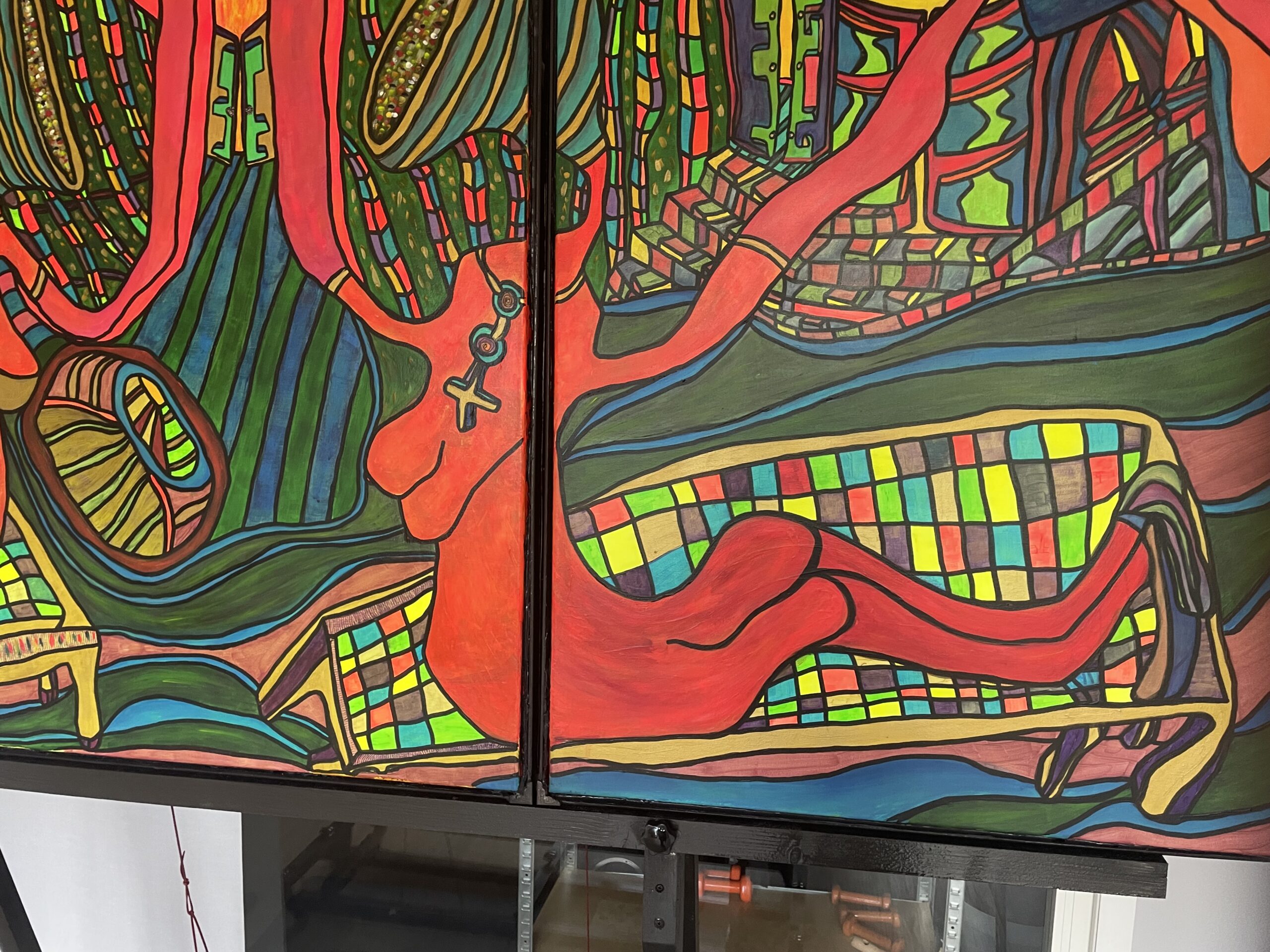 LES FAUX APOTRES TOUCHES PAR L’ESPRIT SAINT (Triptyque articulé 3 parties + couvercle sur Toile acrylique et posca, format 219/116 cm) – Image 4