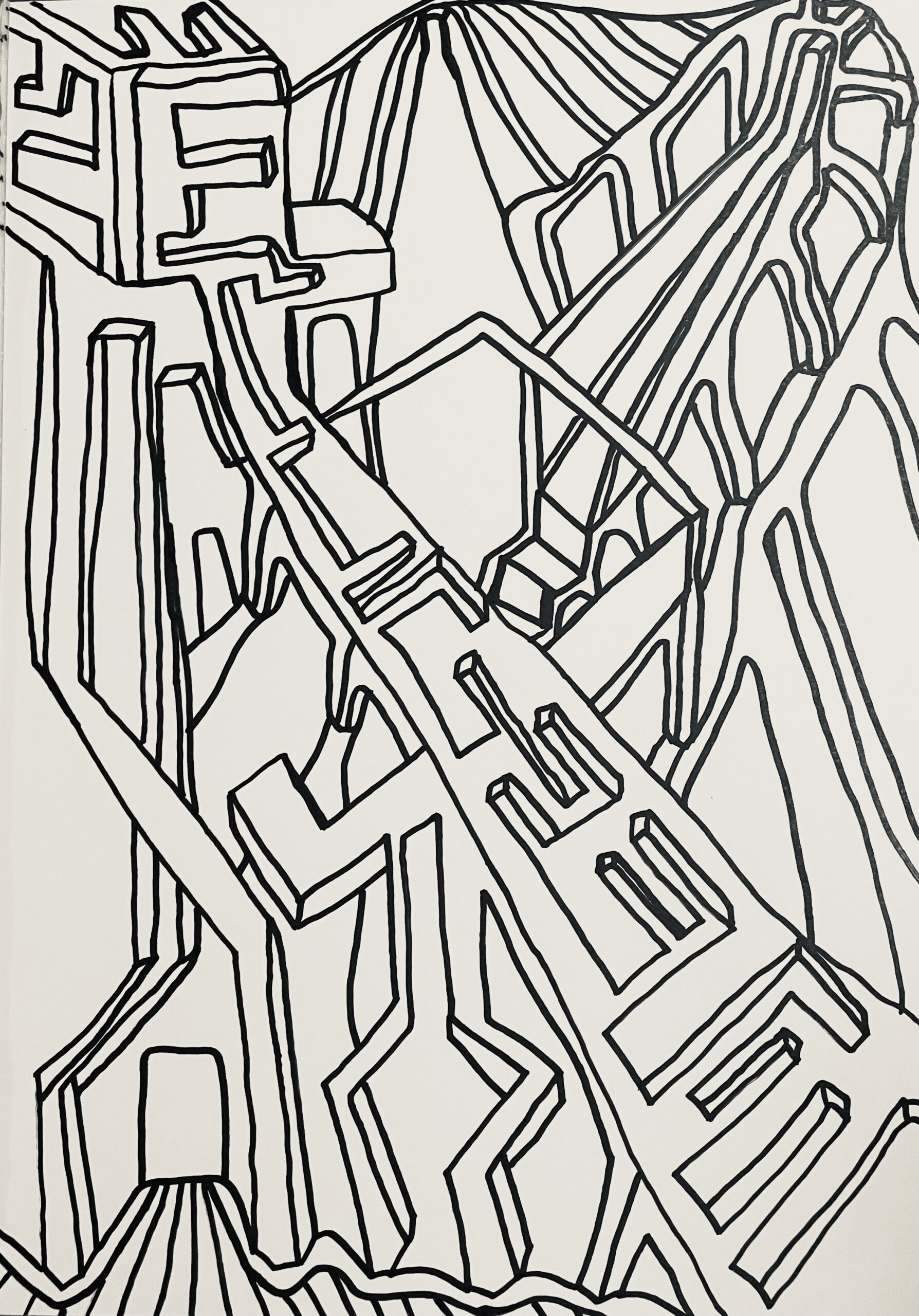 DEDALE AGENTIQUE (Dessin format A4, feutres Posca Acrylique sur papier 250 gr, fixatif anti-uv) – Image 2