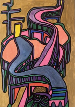 SUPERPOSITION MOUVANTE (Dessin format A4, feutres Posca Acrylique sur papier 250 gr, fixatif anti-uv)
