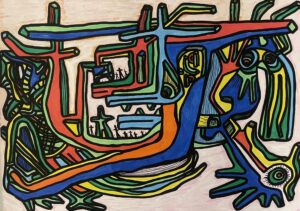 Tout à la fois, dessin figuration libre aux feutres Posca par ArrasArtBrut