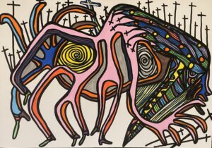 Monsieur Claude, dessin hommage art singulier aux feutres Posca par ArrasArtBrut